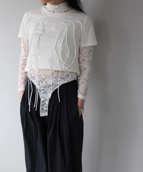 SANSeLF(サンセルフ)の「【SANSeLF】フロントリボントップス sanw25s075(その他トップス・レディース・グレー/ブラック/ホワイト・FREE)」の13枚目の写真