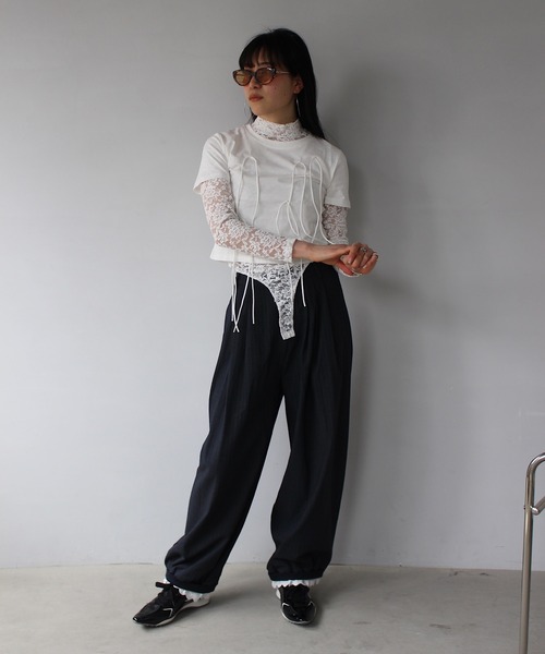 SANSeLF(サンセルフ)の「【SANSeLF】フロントリボントップス sanw25s075(その他トップス・レディース・グレー/ブラック/ホワイト・FREE)」の15枚目の写真