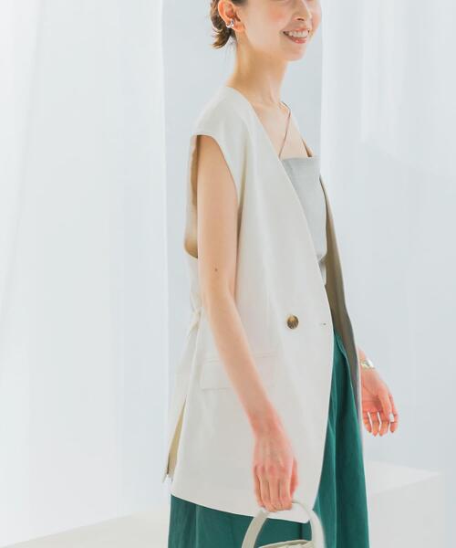 URBAN RESEARCH ROSSO WOMEN（アーバンリサーチ　ロッソ）の「接触冷感リネン混ジレ（ベスト・レディース・オフホワイト/チャコールグレー・FREE）」の19枚目の写真