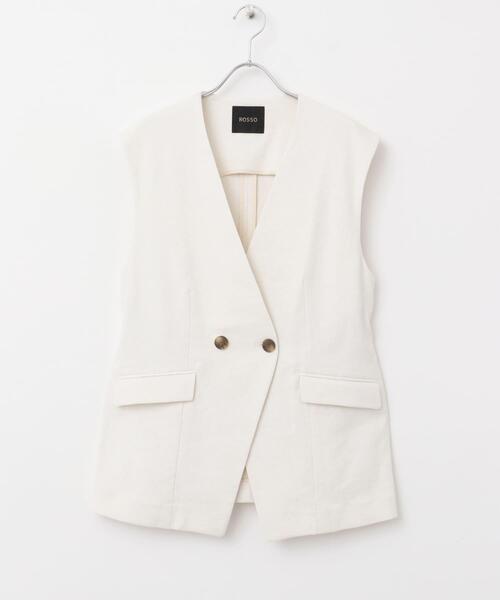 URBAN RESEARCH ROSSO WOMEN（アーバンリサーチ　ロッソ）の「接触冷感リネン混ジレ（ベスト・レディース・オフホワイト/チャコールグレー・FREE）」の3枚目の写真