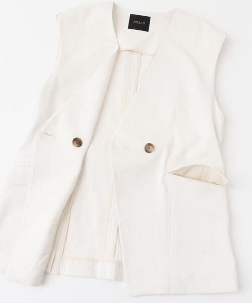 URBAN RESEARCH ROSSO WOMEN（アーバンリサーチ　ロッソ）の「接触冷感リネン混ジレ（ベスト・レディース・オフホワイト/チャコールグレー・FREE）」の5枚目の写真