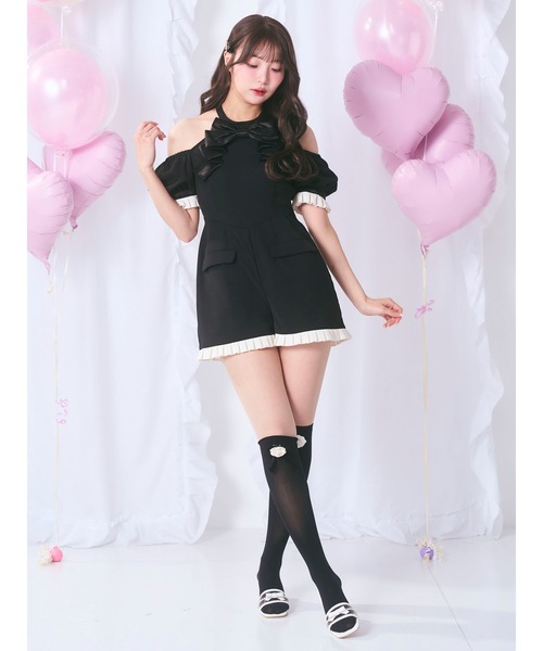 Me roir リボンモチーフコンビネゾン セール】リボンモチーフコンビネゾン（つなぎ/オールインワン