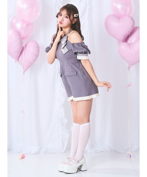 Me roir リボンモチーフコンビネゾン セール】リボンモチーフコンビネゾン（つなぎ/オールインワン