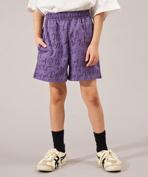 PAIRMANON STREET（ペアマノンストリート）の「【摩擦に強いミニ裏毛】【PAIRMANON STREET】総柄 ショートパンツ（その他パンツ・キッズ・パープル/ベージュ系その他/ホワイト系その他/ブラック/ベージュ/グレー・150/120/130/90/100/110/140/160）」の6枚目の写真