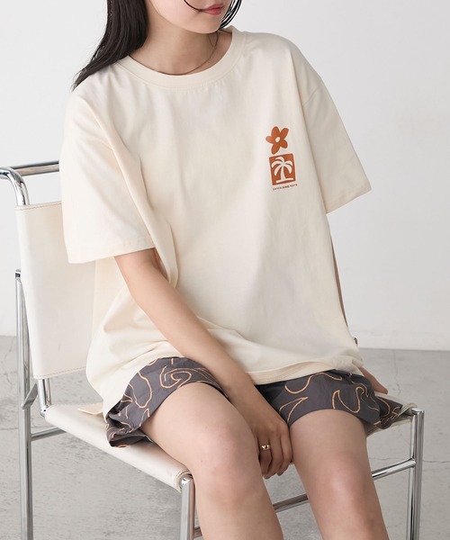 AMERI◆Tシャツ/FREE/コットン/WHT/02410381310 AMVG LOGO PRINT TEE