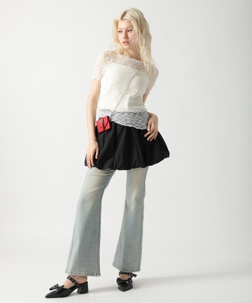 FOREVER 21（フォーエバー トゥエンティーワン）の「【2025SS】バルーンミニスカート（スカート・レディース・ブラック/オフホワイト・FREE）」の16枚目の写真