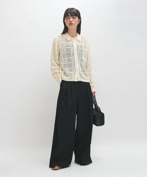 ADAM ET ROPE'(アダムエロペ)の「【サステナブル】クロシェライクカーディガン(カーディガン/ボレロ・レディース・ダークブラウン/オフホワイト・FREE)」の4枚目の写真