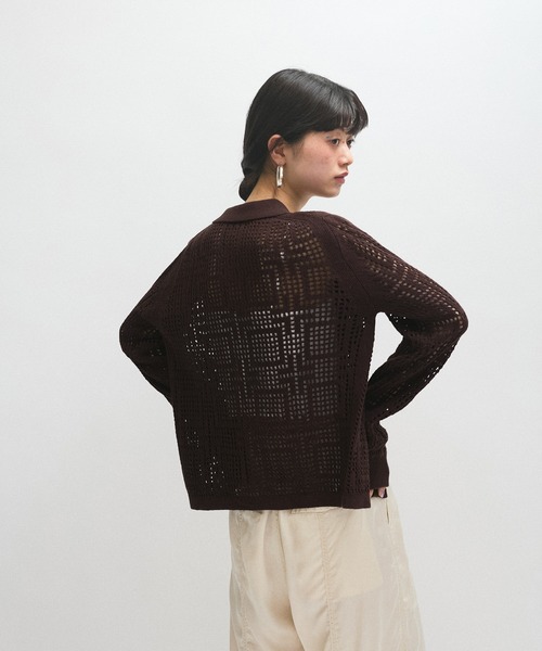 ADAM ET ROPE'(アダムエロペ)の「【サステナブル】クロシェライクカーディガン(カーディガン/ボレロ・レディース・ダークブラウン/オフホワイト・FREE)」の10枚目の写真