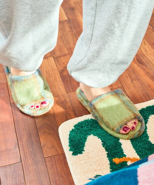 SAHIR(サヒール)の「【SAHIR サヒール】Checked Roomshoes(ルームシューズ/スリッパ・レディース・オレンジ/グリーン・0)」の2枚目の写真