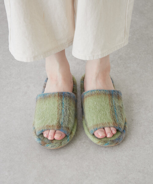 SAHIR(サヒール)の「【SAHIR サヒール】Checked Roomshoes(ルームシューズ/スリッパ・レディース・オレンジ/グリーン・0)」の4枚目の写真
