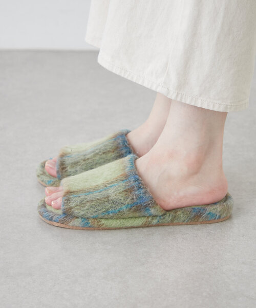 SAHIR(サヒール)の「【SAHIR サヒール】Checked Roomshoes(ルームシューズ/スリッパ・レディース・オレンジ/グリーン・0)」の5枚目の写真