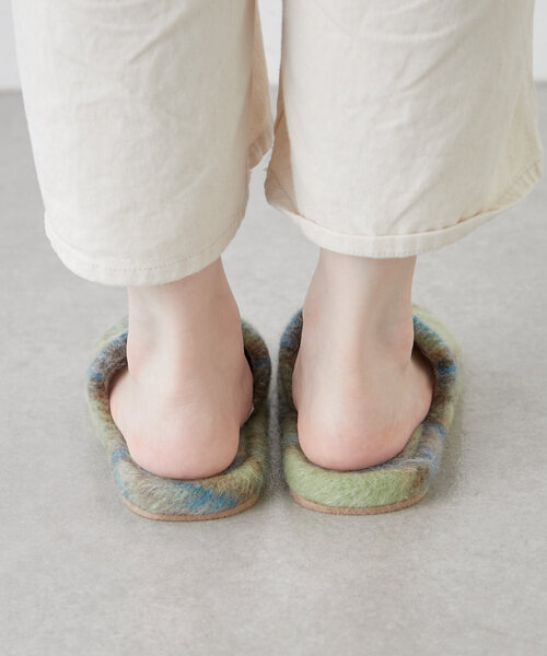 SAHIR(サヒール)の「【SAHIR サヒール】Checked Roomshoes(ルームシューズ/スリッパ・レディース・オレンジ/グリーン・0)」の6枚目の写真
