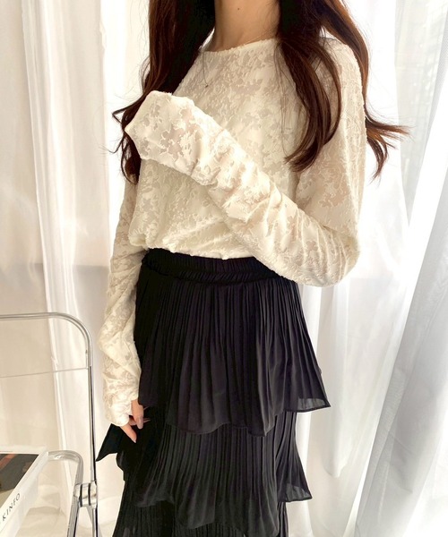 merrylatte(メリーラテ)の「サムホールシアージャガード花柄トップス(その他トップス・レディース・アイボリー/ブラック・FREE)」の17枚目の写真
