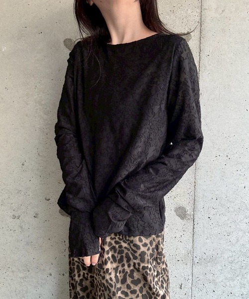 merrylatte(メリーラテ)の「サムホールシアージャガード花柄トップス(その他トップス・レディース・アイボリー/ブラック・FREE)」の13枚目の写真