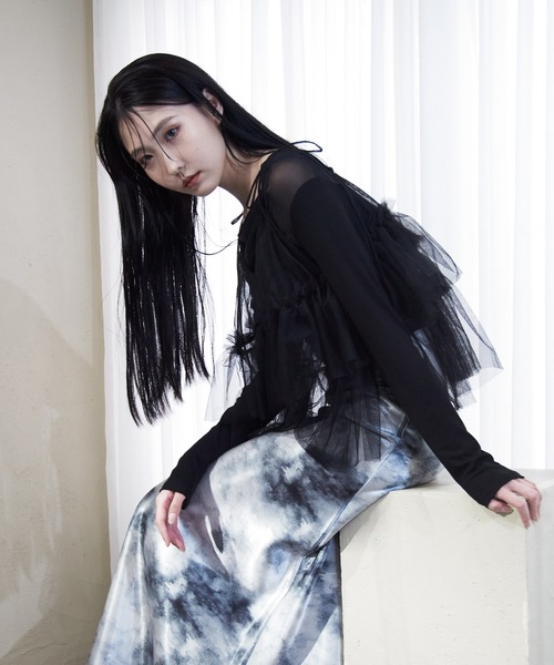 Y/lim(イリム)の「ドレープチュールTシャツ(Tシャツ/カットソー・レディース・ブラック/オフホワイト・M/L)」の10枚目の写真