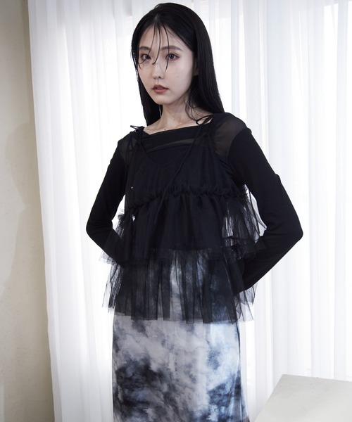 Y/lim(イリム)の「ドレープチュールTシャツ(Tシャツ/カットソー・レディース・ブラック/オフホワイト・M/L)」の7枚目の写真
