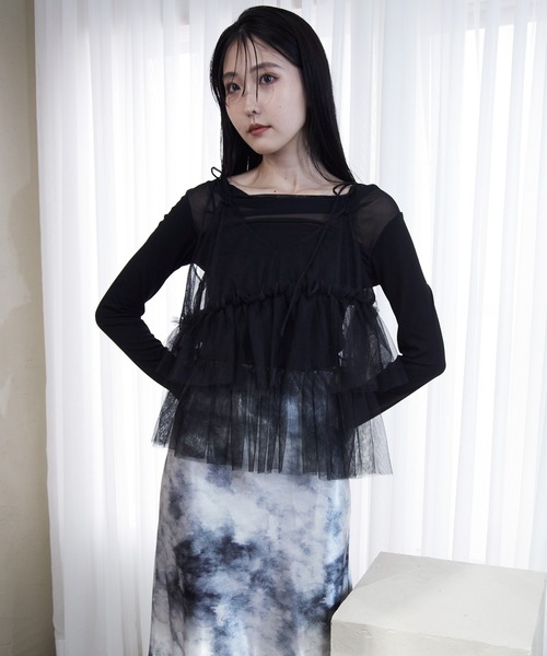 Y/lim(イリム)の「ドレープチュールTシャツ(Tシャツ/カットソー・レディース・ブラック/オフホワイト・M/L)」の6枚目の写真