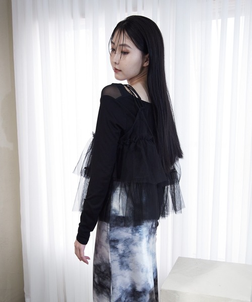 Y/lim(イリム)の「ドレープチュールTシャツ(Tシャツ/カットソー・レディース・ブラック/オフホワイト・M/L)」の5枚目の写真