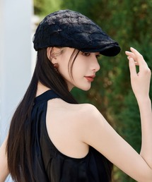 gossip!ロサンゼルス | チュール立体フラワー付き ベレー帽 バスクバレー/ハンチング(ハンチング/ベレー帽)