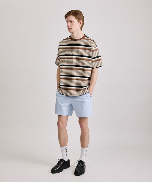 Saturdays NYC（サタデーズ ニューヨークシティ ）の「Border Stripe Relaxed SS Tee（Tシャツ/カットソー・メンズ・グレー/オフホワイト/ブラック・L/M/S/XL）」の14枚目の写真