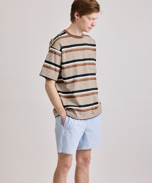 Saturdays NYC（サタデーズ ニューヨークシティ ）の「Border Stripe Relaxed SS Tee（Tシャツ/カットソー・メンズ・グレー/オフホワイト/ブラック・L/M/S/XL）」の6枚目の写真
