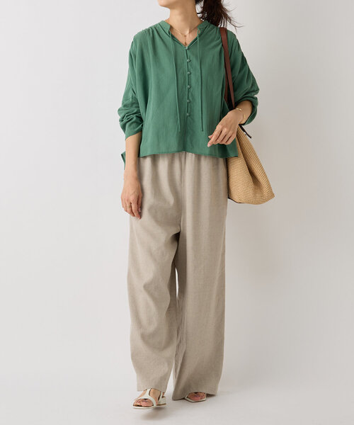 BEARDSLEY（ビアズリー）の「コットンシフォンギャザーシャツ（シャツ/ブラウス・レディース・グリーン/ピンク・FREE）」の12枚目の写真