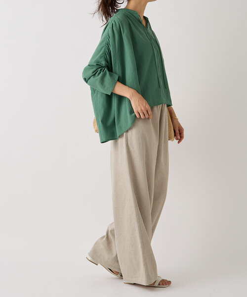 BEARDSLEY（ビアズリー）の「コットンシフォンギャザーシャツ（シャツ/ブラウス・レディース・グリーン/ピンク・FREE）」の9枚目の写真