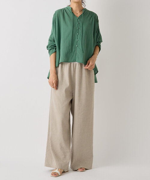 BEARDSLEY（ビアズリー）の「コットンシフォンギャザーシャツ（シャツ/ブラウス・レディース・グリーン/ピンク・FREE）」の8枚目の写真