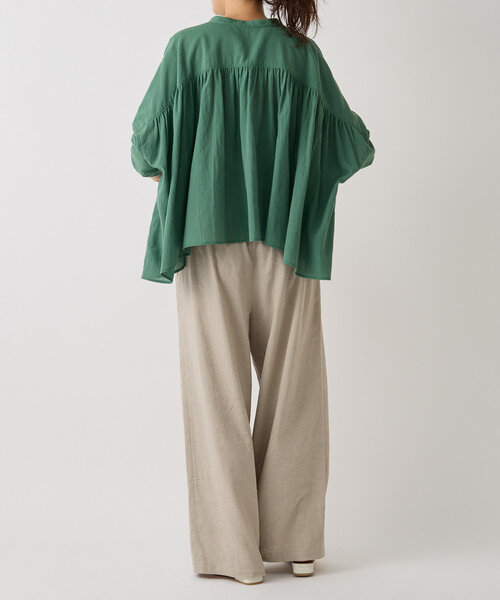 BEARDSLEY（ビアズリー）の「コットンシフォンギャザーシャツ（シャツ/ブラウス・レディース・グリーン/ピンク・FREE）」の7枚目の写真