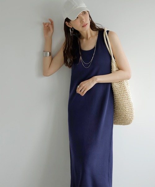STYLE DELI(スタイルデリ)の「ソウバリ編みタンクワンピースC(ワンピース・レディース・ネイビー/ライトグレー/ブラック/ダークグリーン/イエロー・01/02)」の5枚目の写真
