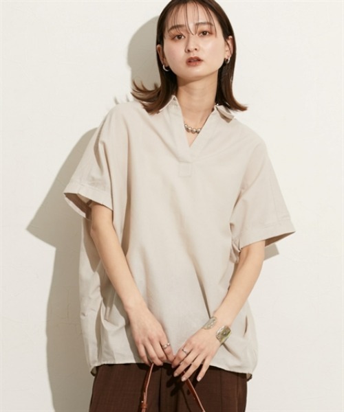 nissen(ニッセン)の「【吸汗速乾・UV・抗菌防臭】スキッパーシャツ(シャツ/ブラウス・レディース・サックスブルー/オフホワイト/ネイビー系/ラベンダー/ベージュ/イエロー・M/L)」の11枚目の写真