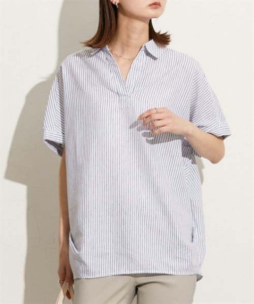 nissen(ニッセン)の「【吸汗速乾・UV・抗菌防臭】スキッパーシャツ(シャツ/ブラウス・レディース・サックスブルー/オフホワイト/ネイビー系/ラベンダー/ベージュ/イエロー・M/L)」の19枚目の写真
