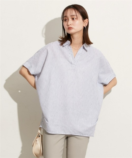 nissen(ニッセン)の「【吸汗速乾・UV・抗菌防臭】スキッパーシャツ(シャツ/ブラウス・レディース・サックスブルー/オフホワイト/ネイビー系/ラベンダー/ベージュ/イエロー・M/L)」の21枚目の写真
