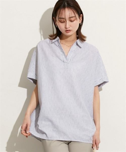 nissen(ニッセン)の「【吸汗速乾・UV・抗菌防臭】スキッパーシャツ(シャツ/ブラウス・レディース・サックスブルー/オフホワイト/ネイビー系/ラベンダー/ベージュ/イエロー・M/L)」の22枚目の写真