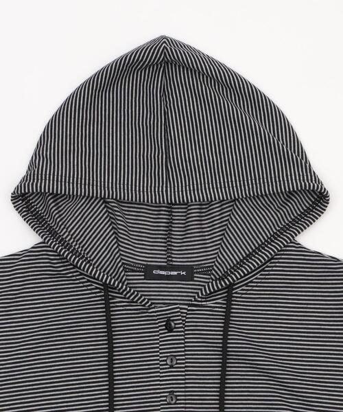 dispark（ディスパーク）の「DISPARK/ヘンリーネックボーダーフードパーカー（パーカー・レディース・グレー/ブラック・FREE）」の4枚目の写真