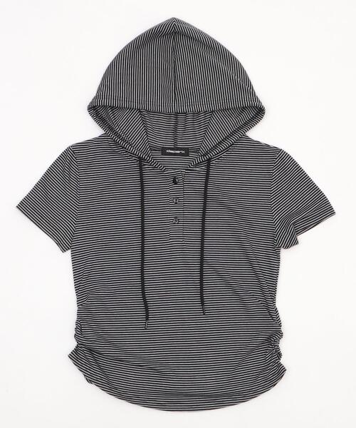 dispark（ディスパーク）の「DISPARK/ヘンリーネックボーダーフードパーカー（パーカー・レディース・グレー/ブラック・FREE）」の17枚目の写真