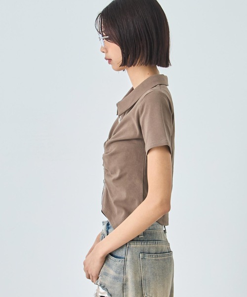 ANAP(アナップ)の「ギャザー ZIP 半袖 トップス(Tシャツ/カットソー・レディース・ブラウン/ホワイト/ブラック・FREE)」の15枚目の写真