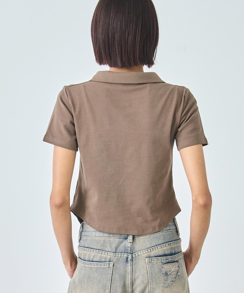 ANAP(アナップ)の「ギャザー ZIP 半袖 トップス(Tシャツ/カットソー・レディース・ブラウン/ホワイト/ブラック・FREE)」の14枚目の写真