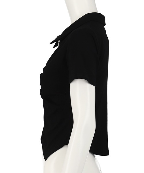 ANAP(アナップ)の「ギャザー ZIP 半袖 トップス(Tシャツ/カットソー・レディース・ブラウン/ホワイト/ブラック・FREE)」の11枚目の写真
