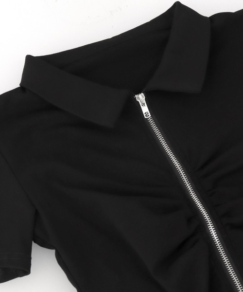 ANAP(アナップ)の「ギャザー ZIP 半袖 トップス(Tシャツ/カットソー・レディース・ブラウン/ホワイト/ブラック・FREE)」の22枚目の写真