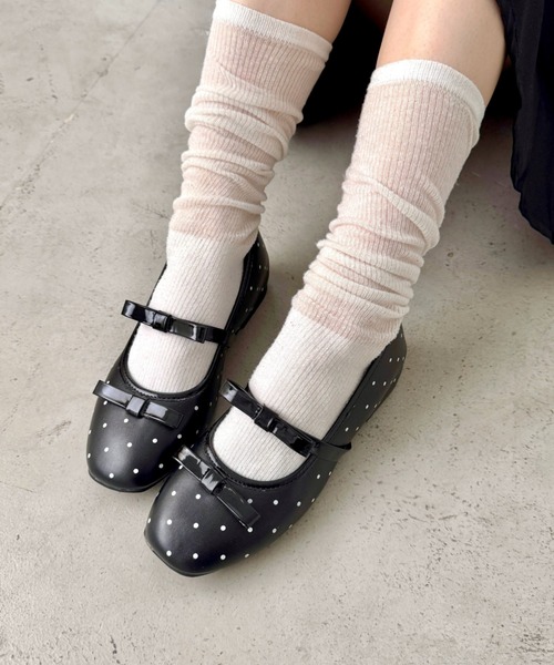 SOLLON.(ソルロン)の「ダブルリボンドットパンプス(バレエシューズ・レディース・ブラック/アイボリー/ミント/ブラック系その他・23.5cm/24.5cm)」の14枚目の写真