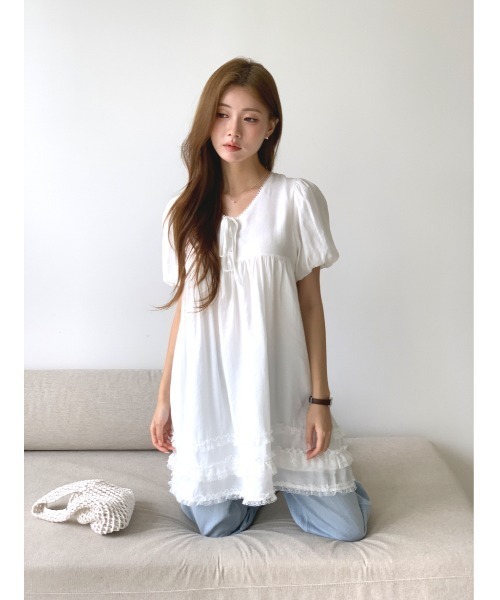 MINS MINIS(ミンスミニス)の「ギャザーレースフリルミニワンピース(ワンピース・レディース・アイボリー・FREE)」の22枚目の写真