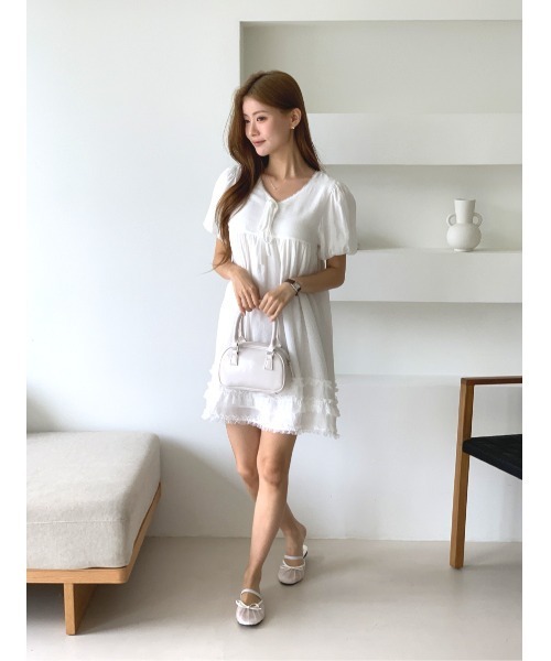 MINS MINIS(ミンスミニス)の「ギャザーレースフリルミニワンピース(ワンピース・レディース・アイボリー・FREE)」の20枚目の写真