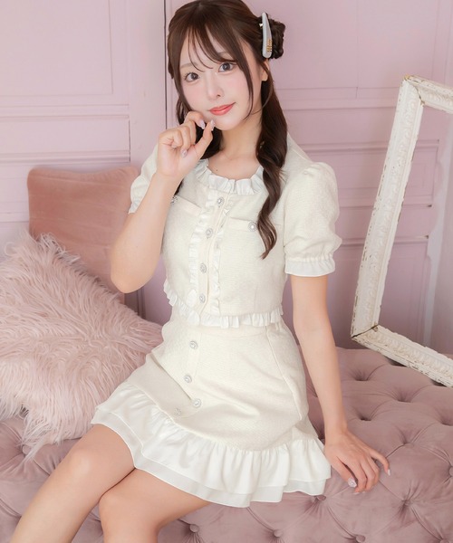 カーディガン Frill Tweed Tops/フリルツイードトップス レディース Frill Tweed Tops/フリルツイードトップス（カーディガン/ボレロ