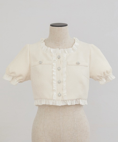 カーディガン Frill Tweed Tops/フリルツイードトップス レディース Frill Tweed Tops/フリルツイードトップス（カーディガン/ボレロ