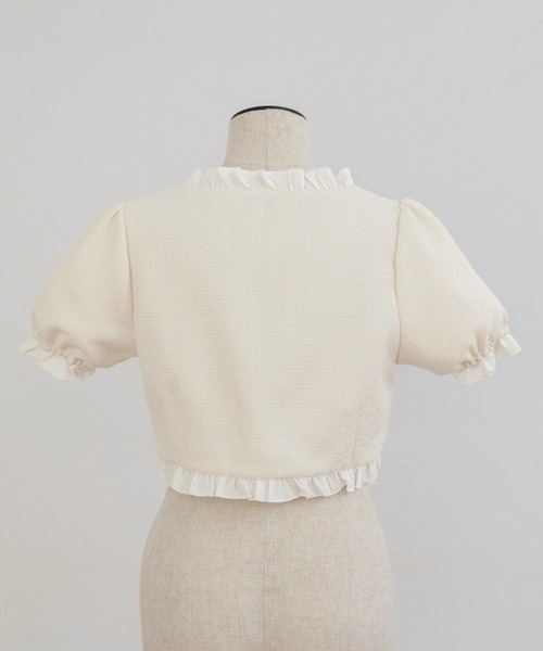 PriCHOU（プリシュ）の「Frill Tweed Tops/フリルツイードトップス（カーディガン/ボレロ・レディース・イエロー/ブラック/ホワイト・1/0）」の18枚目の写真