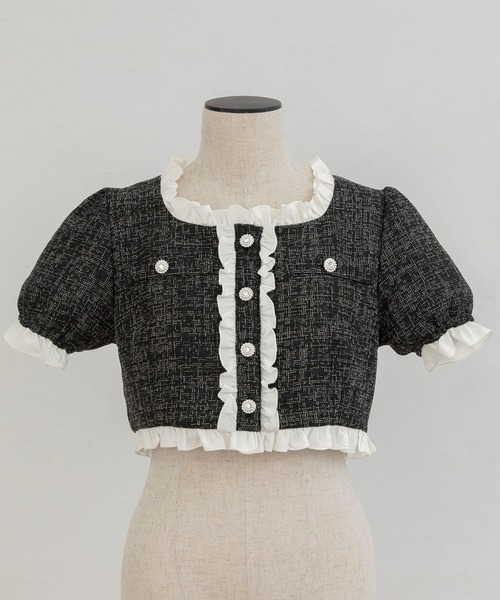 カーディガン Frill Tweed Tops/フリルツイードトップス レディース Frill Tweed Tops/フリルツイードトップス（カーディガン/ボレロ