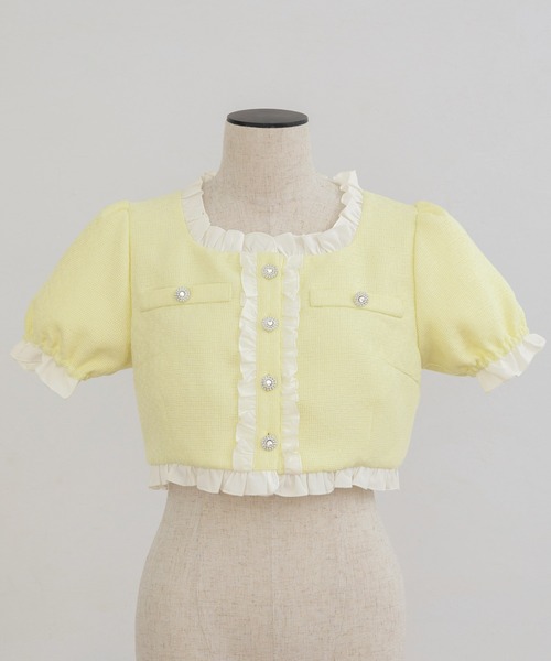 Frill Tweed Tops/フリルツイードトップス（カーディガン/ボレロ