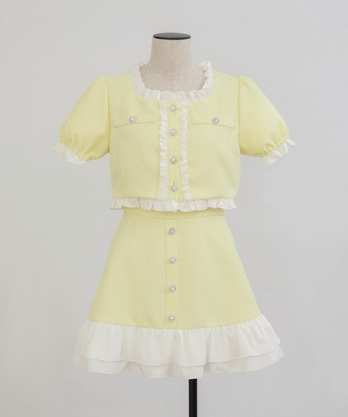 Frill Tweed Tops/フリルツイードトップス（カーディガン/ボレロ
