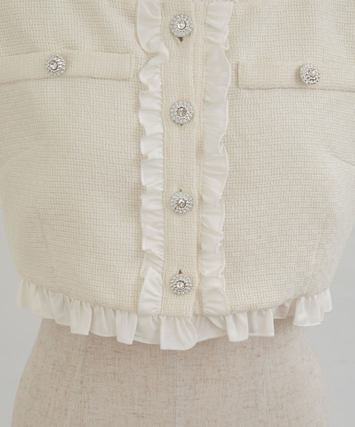 カーディガン Frill Tweed Tops/フリルツイードトップス レディース Frill Tweed Tops/フリルツイードトップス（カーディガン/ボレロ